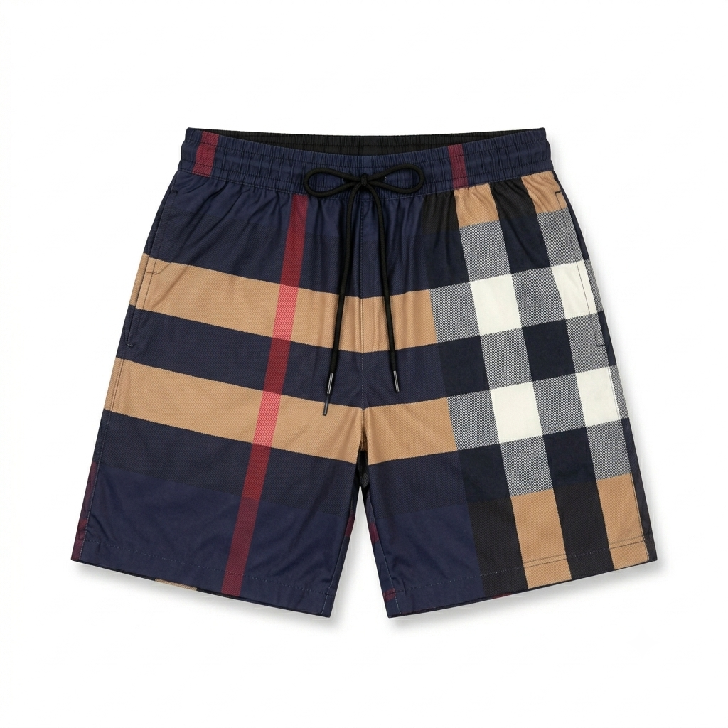 Kahki Chequered Shorts