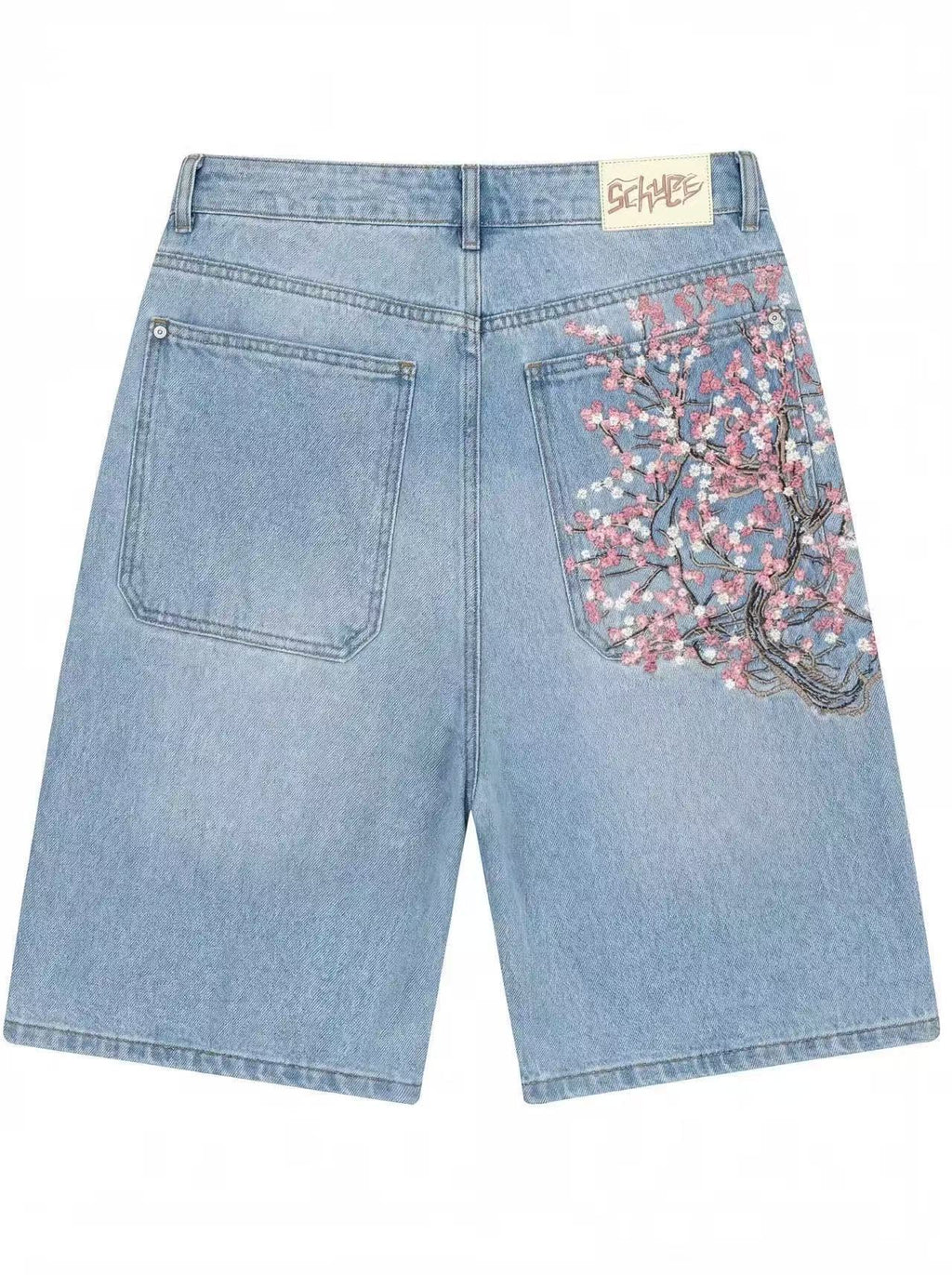 Flower Denim Shorts Blue