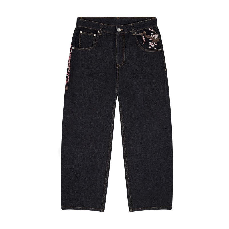 'Blossom' Embroidered Black Jeans