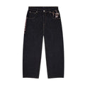 'Blossom' Embroidered Black Jeans